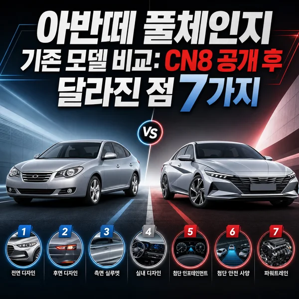 아반떼 풀체인지 기존 모델 비교: CN8 공개 후 달라진 점 7가지