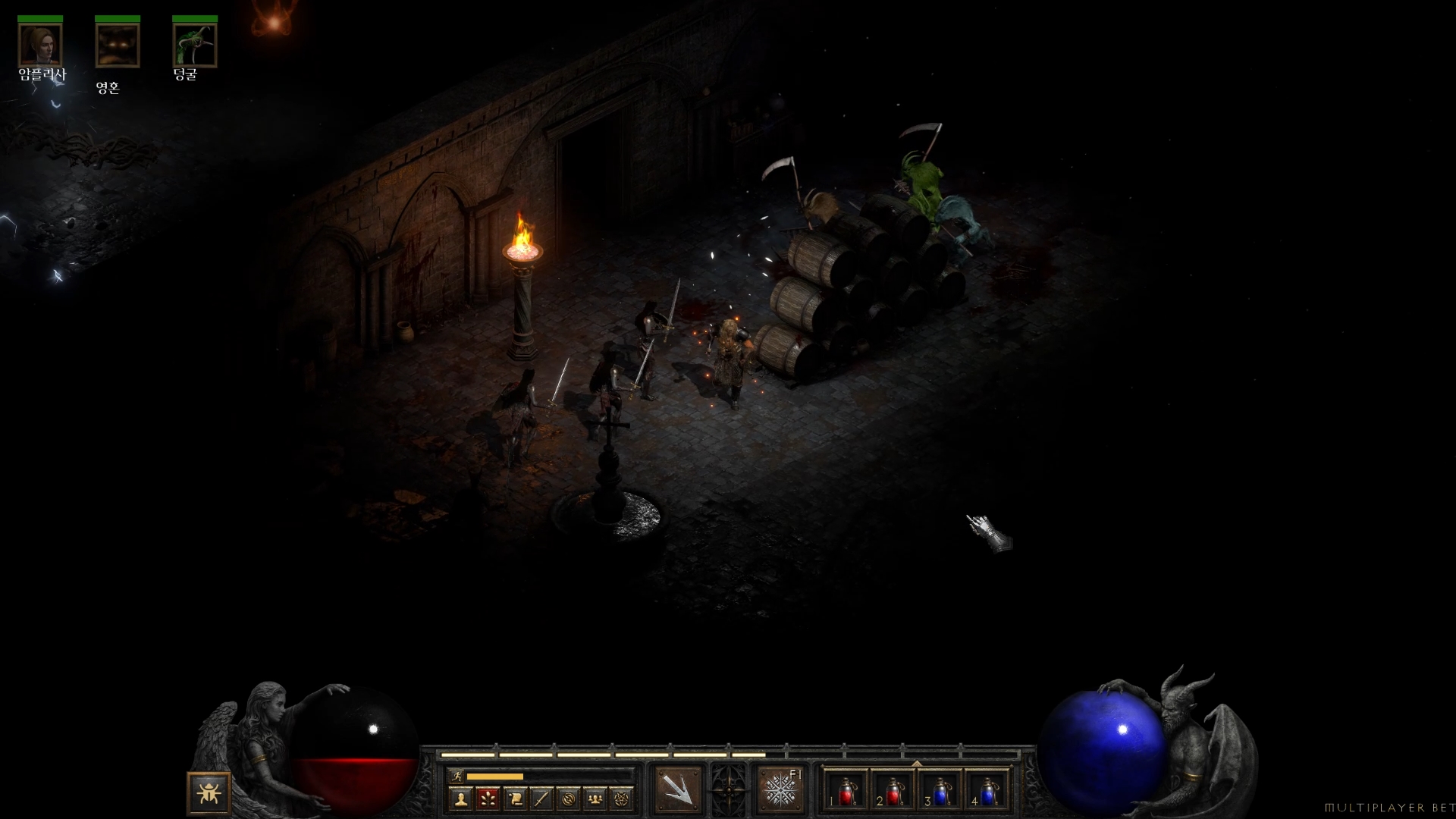 디아블로2 레저렉션 게임 플레이 화면(ACT1)