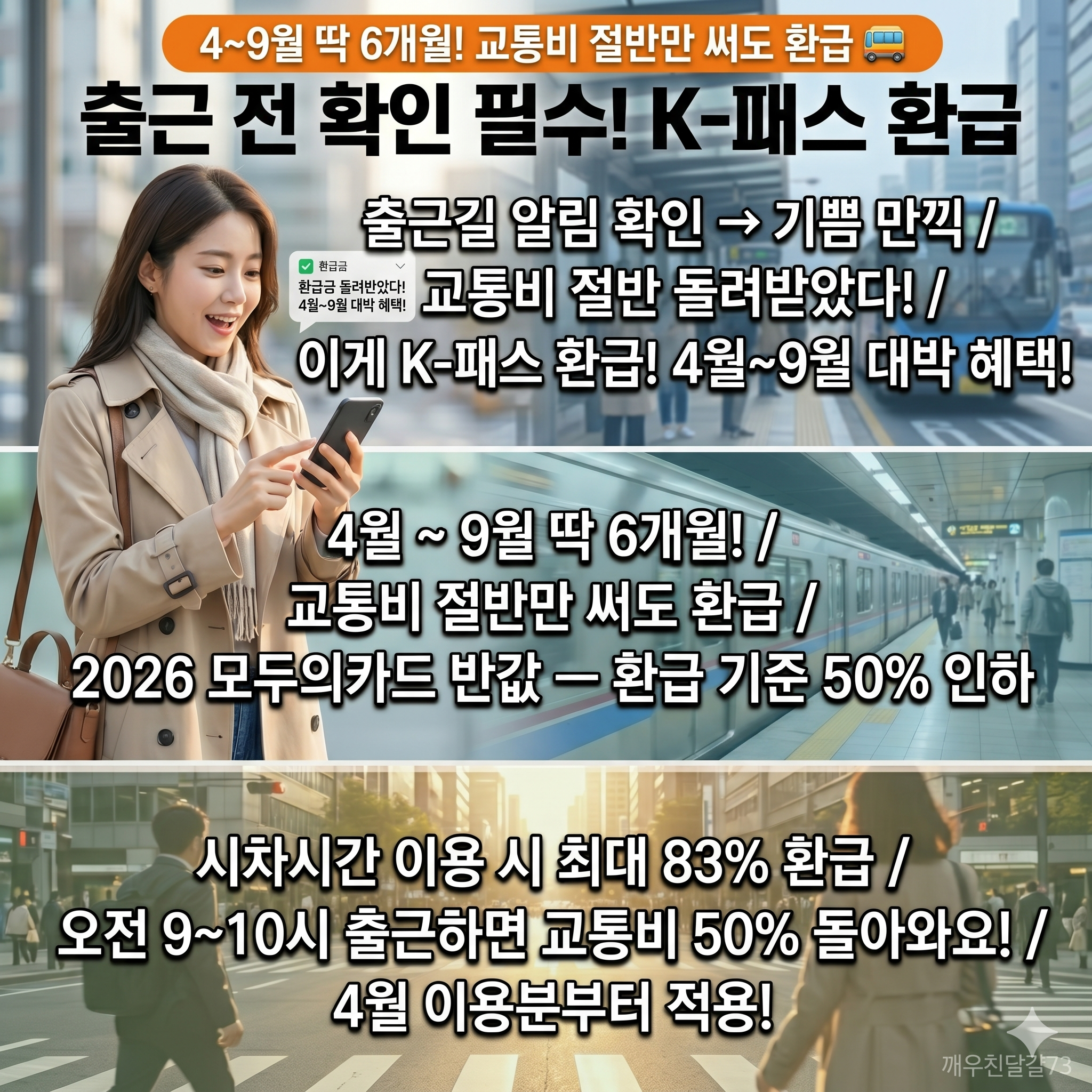 2026 모두의카드 반값 — 4월~9월 대중교통비 환급 기준 50% 인하·시차시간 최대 83%