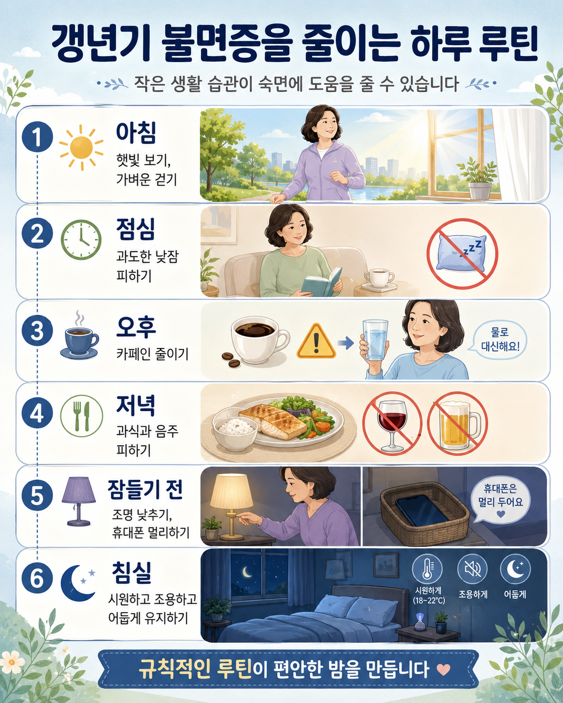 갱년기 불면증 줄이는 루틴