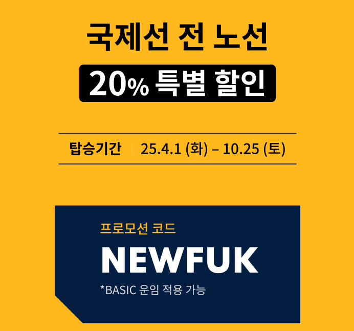 국제선 11개 노선 20% 할인 정보