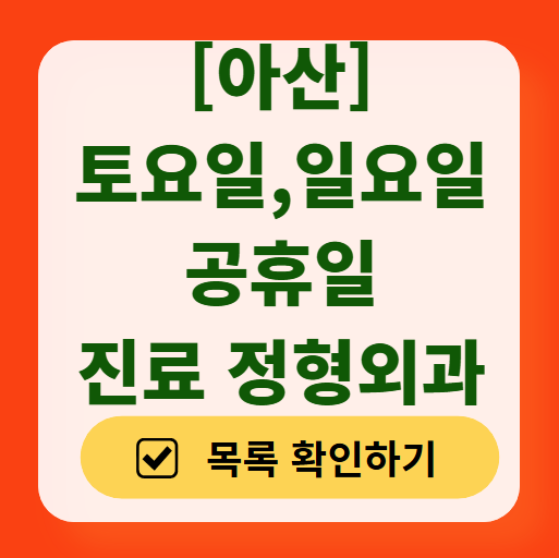 아산 일요일 문 여는 정형외과 목록 ❘ 토요일, 주말, 공휴일 진료 영업 병원 리스트