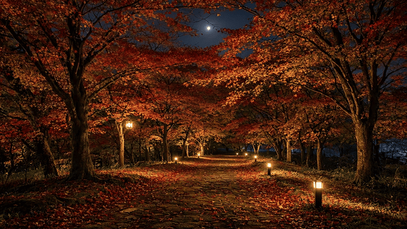 <img src=&rdquo;maple-forest-night-lighting-healing-festival.jpg&rdquo; alt=&rdquo;야간 경관조명이 단풍나무숲길을 비추며 가을밤의 분위기를 연출하는 모습&rdquo;>