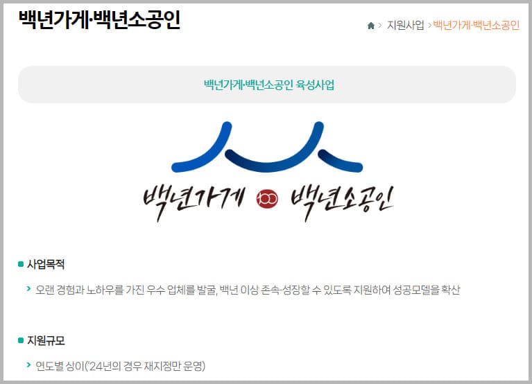백년가게 및 백년소공인 지원사업