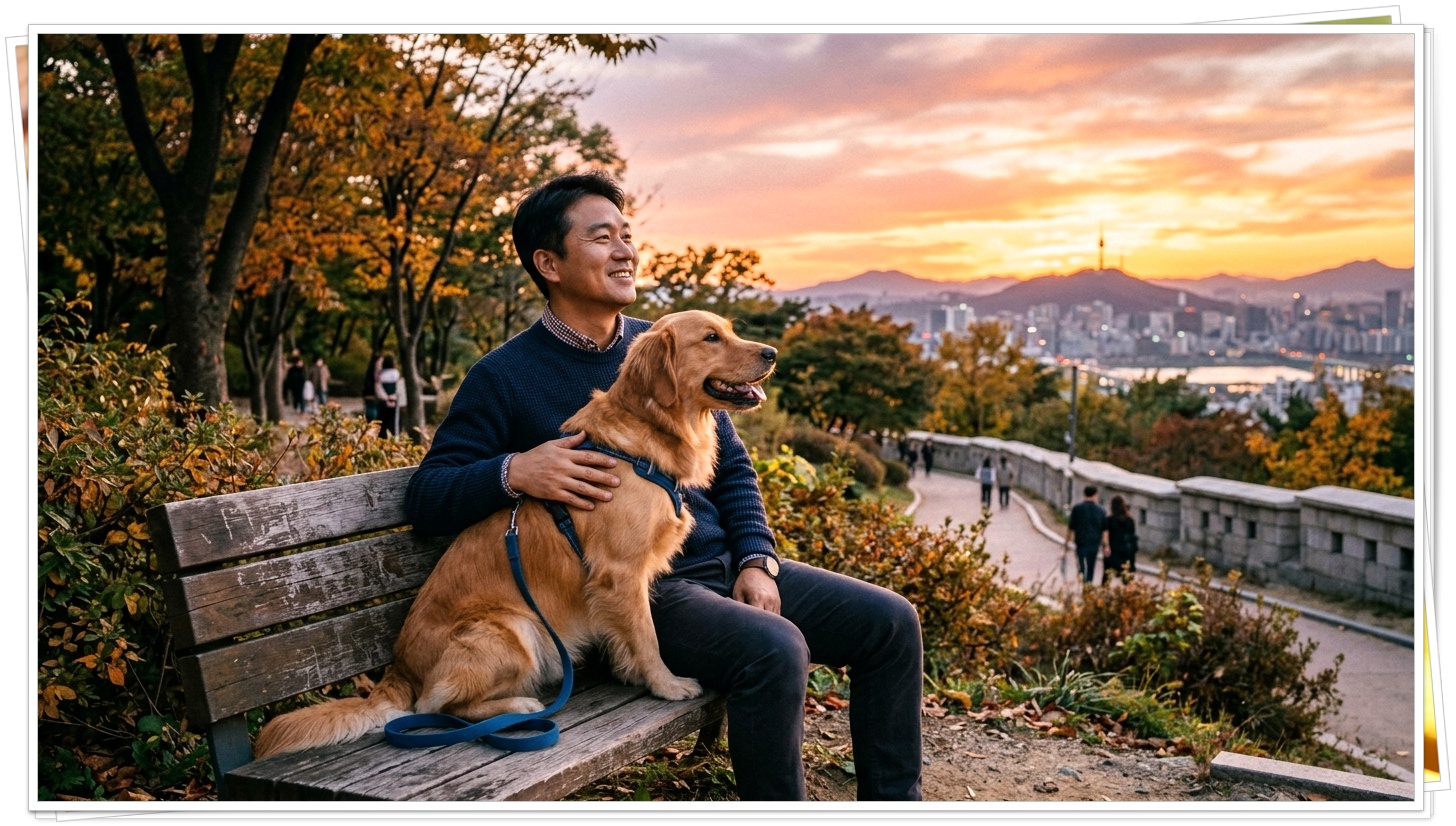 건강을 회복한 반려동물과 보호자의 행복한 교감 시간