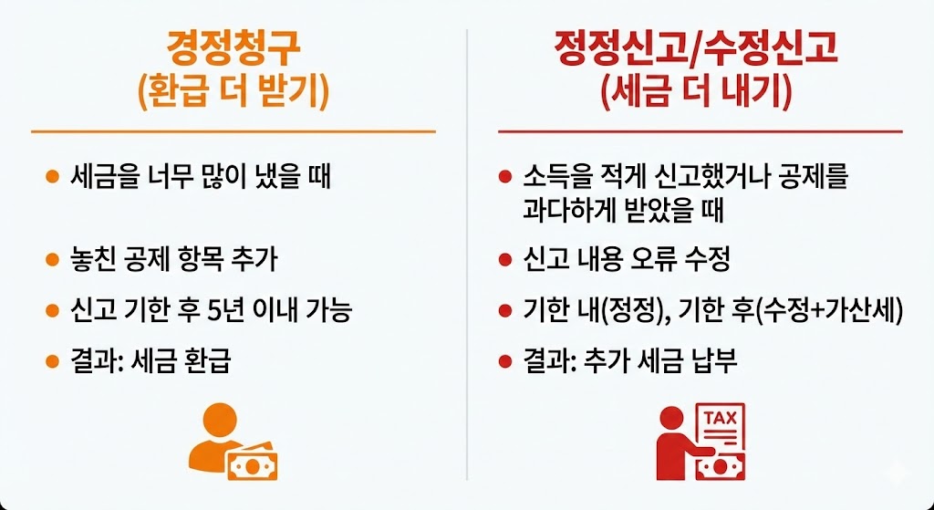 경정청구/정정신고(수정신고): 연말정산 끝난 뒤 &lsquo;환급 더 받는 법&rsquo; 완전정리 (회사 정산 이후)