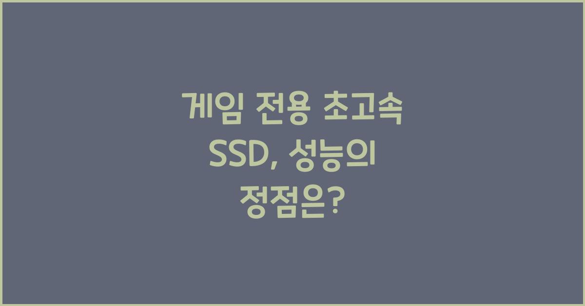 게임 전용 초고속 SSD