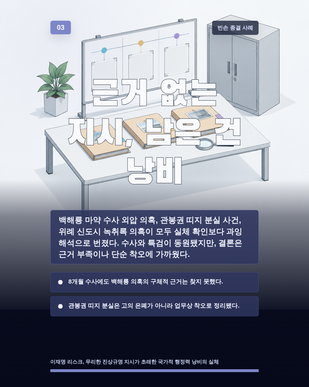 근거 없는 지시, 남은 건 낭비