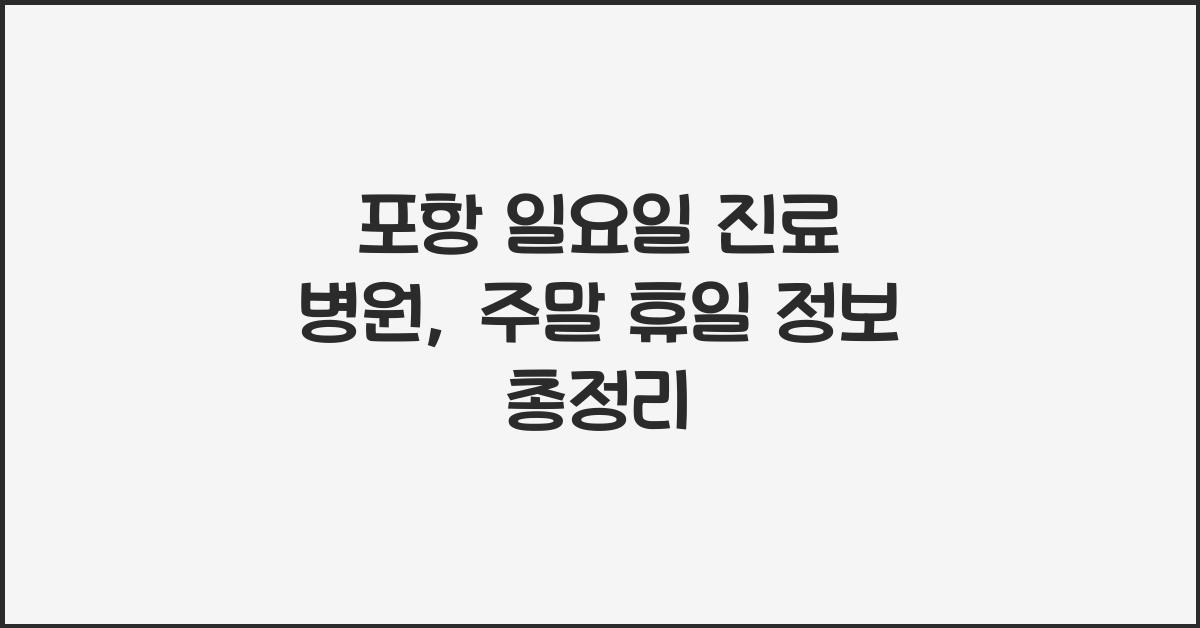 포항 일요일 진료 병원 주말 휴일