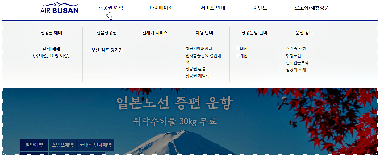 에어부산 홈페이지 소개 2