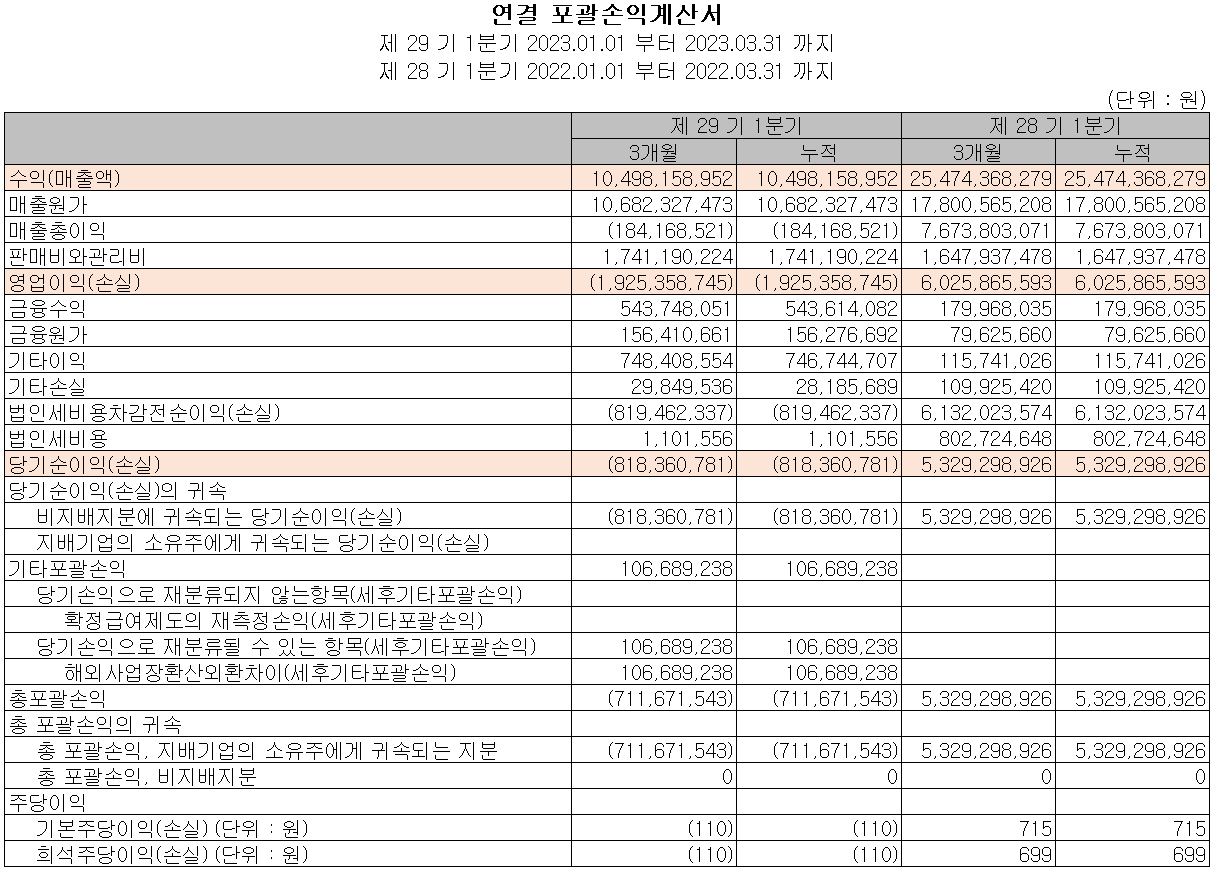 대보마그네틱 - 손익계산서