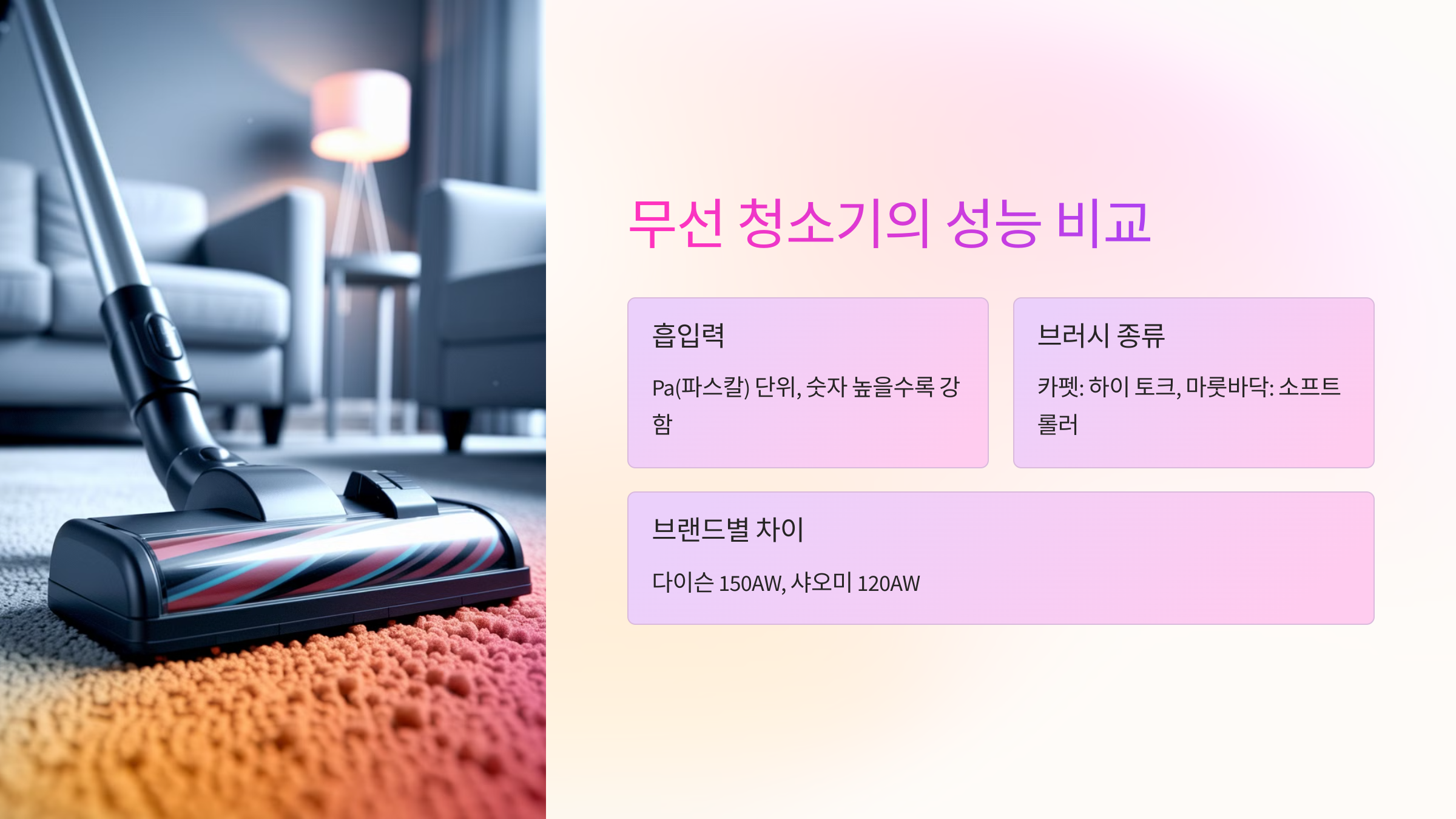 💨 무선 청소기의 성능 비교