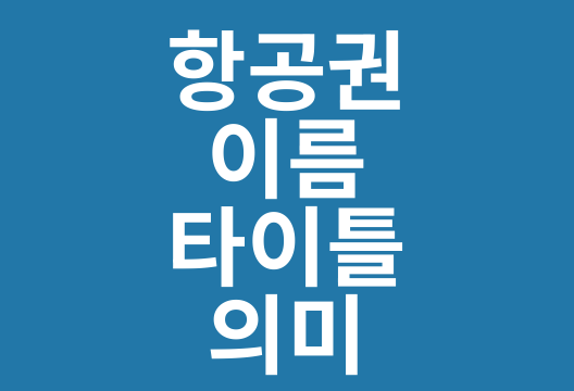 항공권 이름 옆 타이틀의 의미와 주의사항