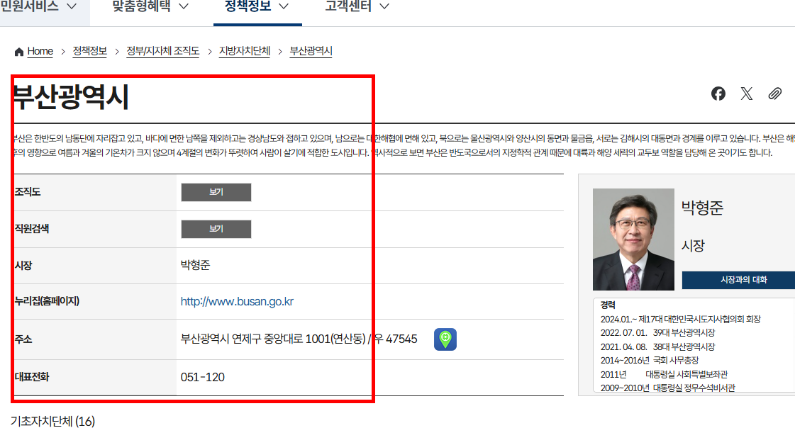 정부 조직도 확인 사이트