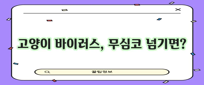 고양이 바이러스 종류 증상 예방 꼼꼼히 알아봐야 합니다!