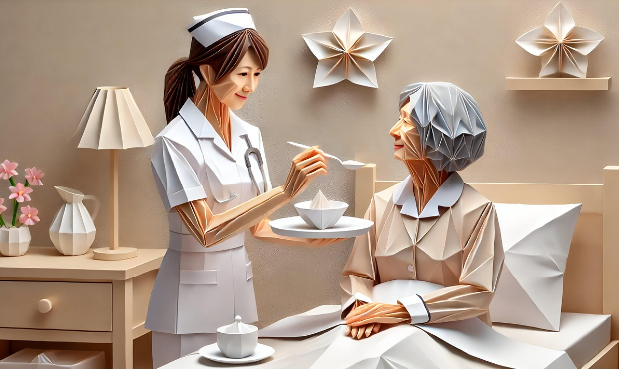 여자어르신과 간호사