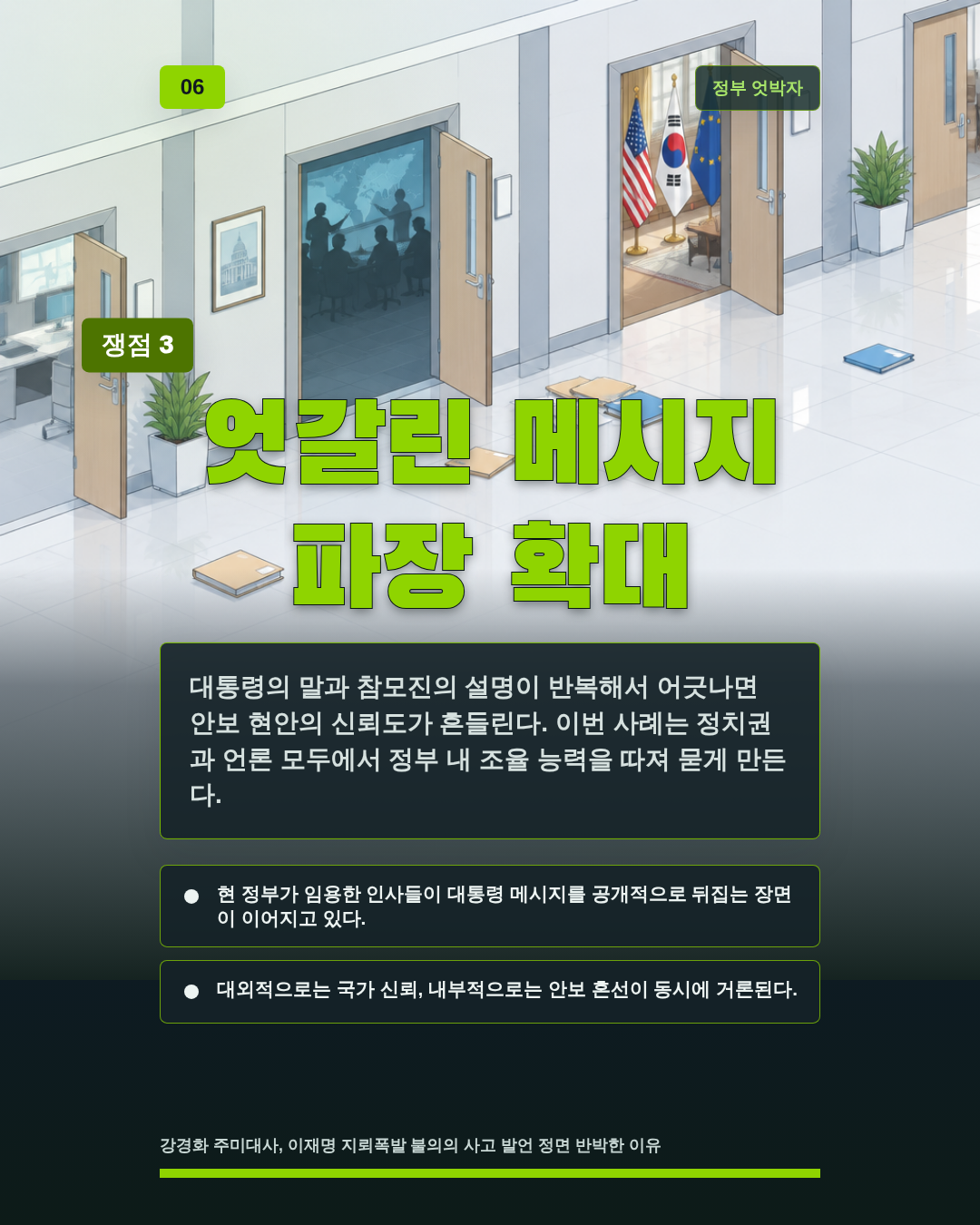 엇갈린 메시지 파장 확대