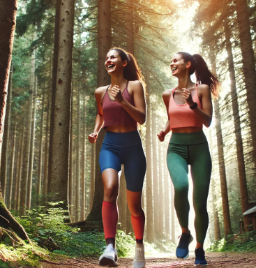 러닝 운동을 하고 있는 여자 두 명