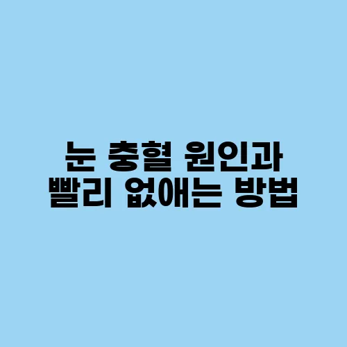 눈 충혈 원인과 빨리 없애는 방법