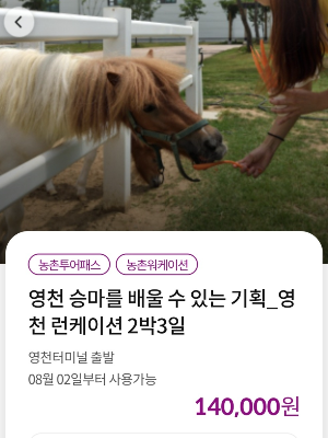 농촌투어패스 상품