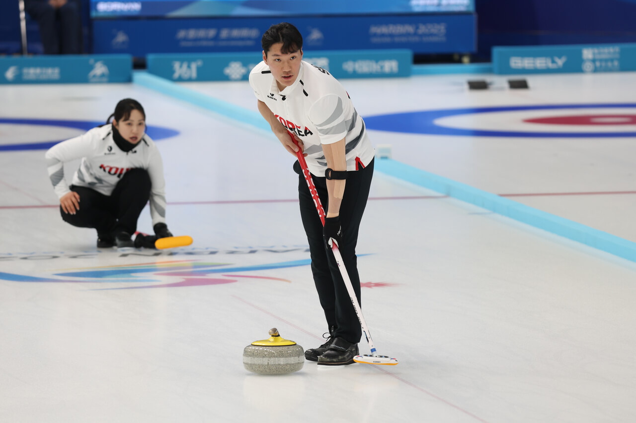 하얼빈 아시안게임 컬링 믹스더블 한일전