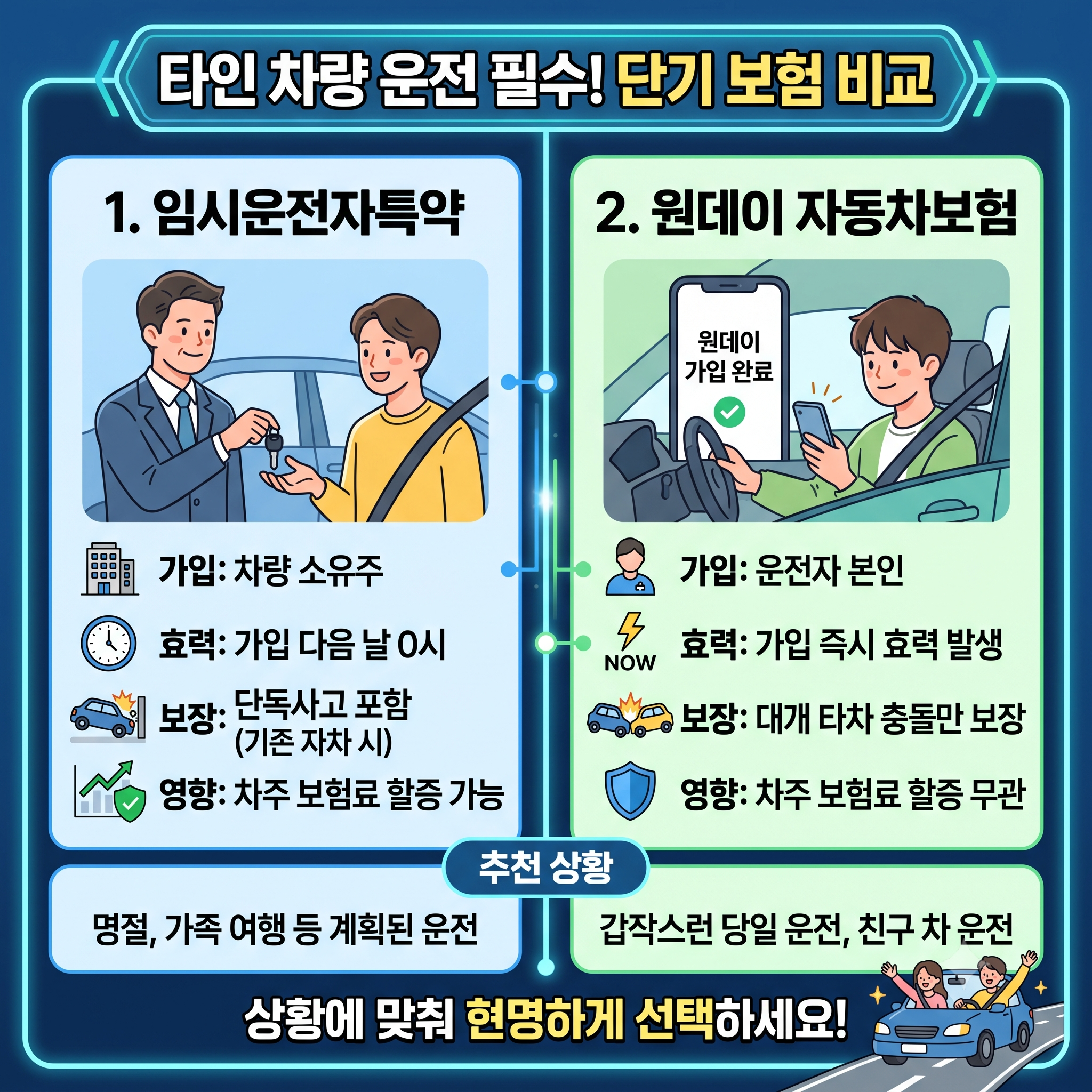 임시운전자특약 원데이 자동차보험 차이점과 상황별 맞춤 가이드