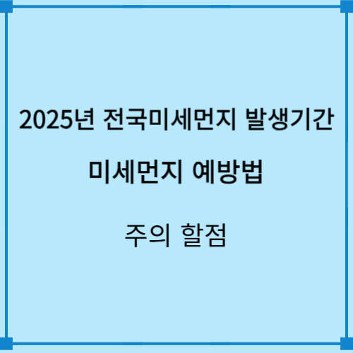 2025년 전국미세먼지 발생 기간 예방방법 주의할 점