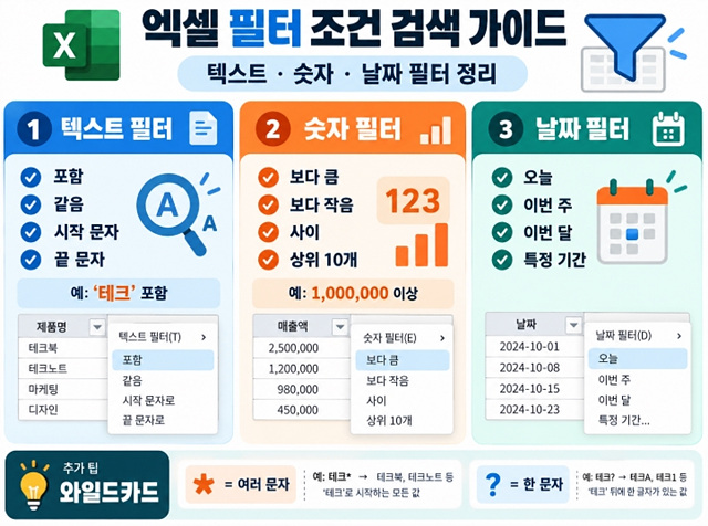 엑셀 필터 단축키 총정리｜자동필터 켜기부터 조건 검색까지