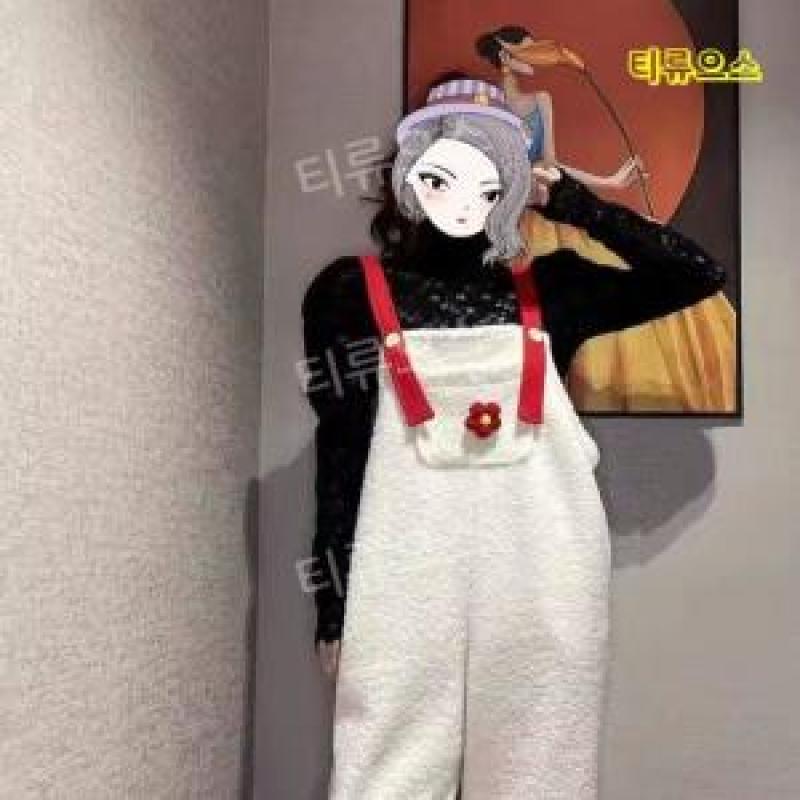 뽀글이 양털 멜빵바지 오버롤 팬츠 겨울 멜빵수트 티류으스