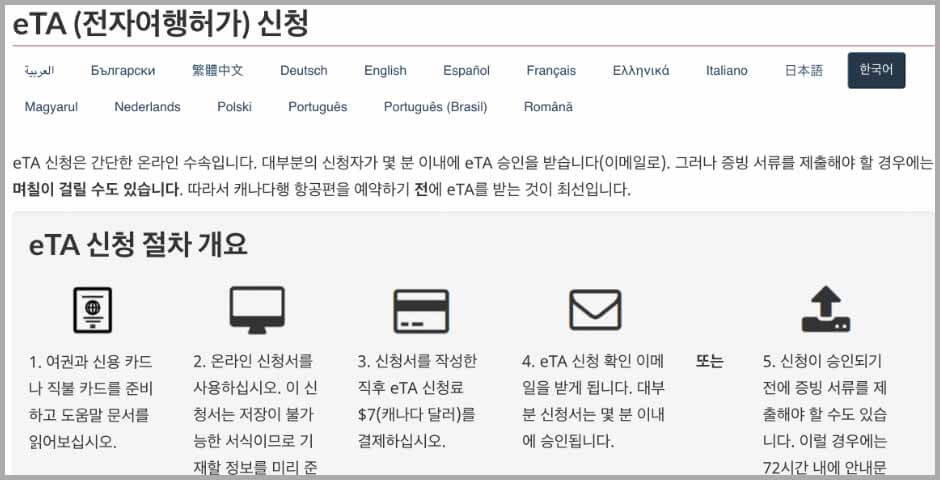 캐나다 비자 발급 순서