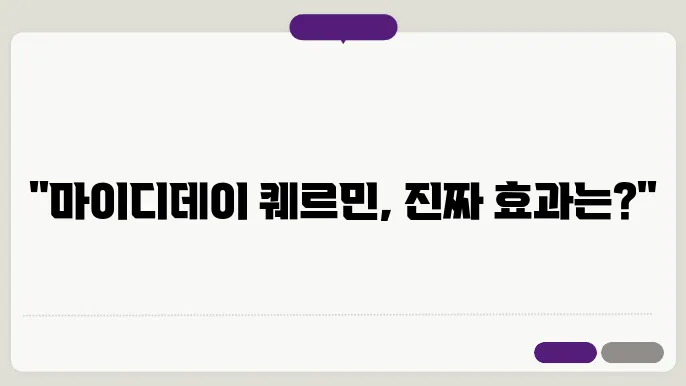 마이디데이 퀘르민의 효과와 후기