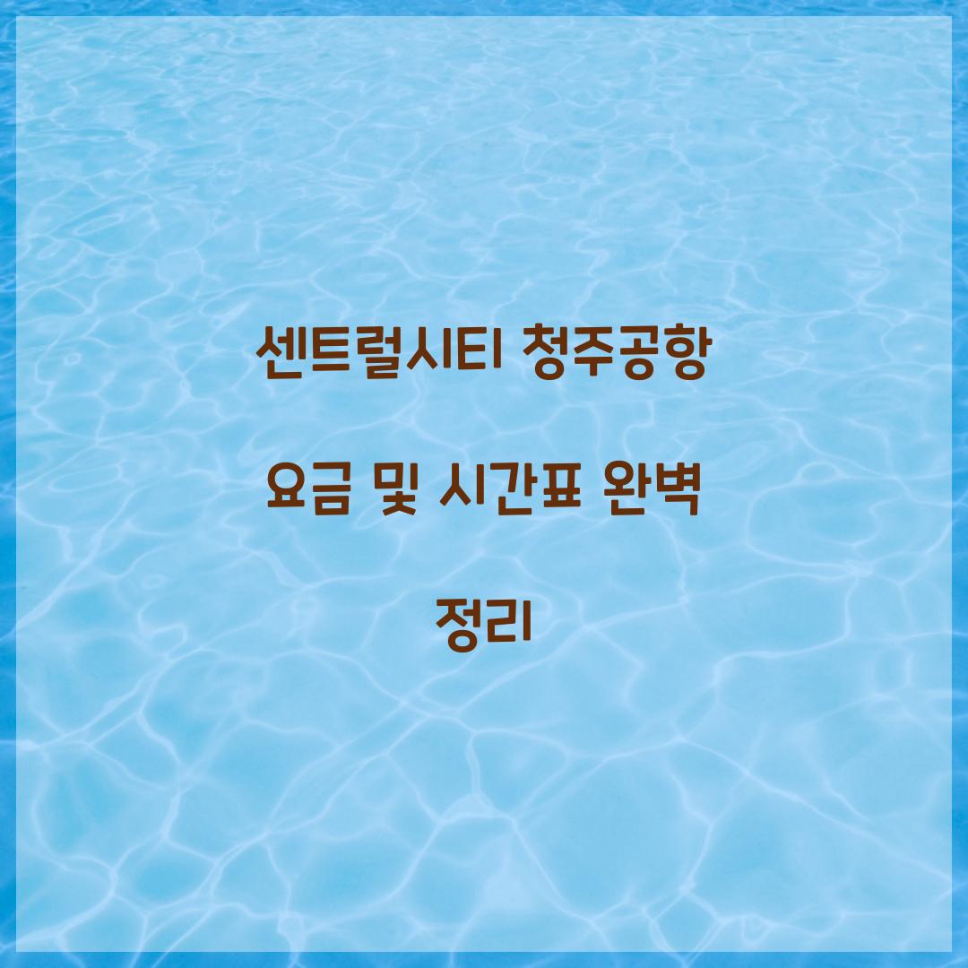 센트럴시티 청주공항 요금