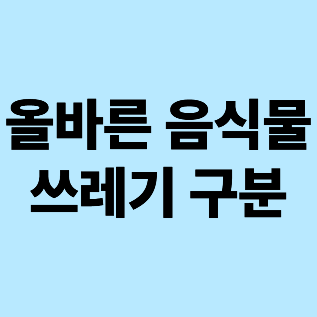 올바른 음식물 쓰레기 구분법: 2025 완벽 가이드