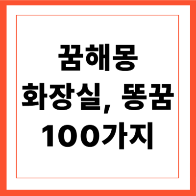 꿈해몽 화장실 똥꿈