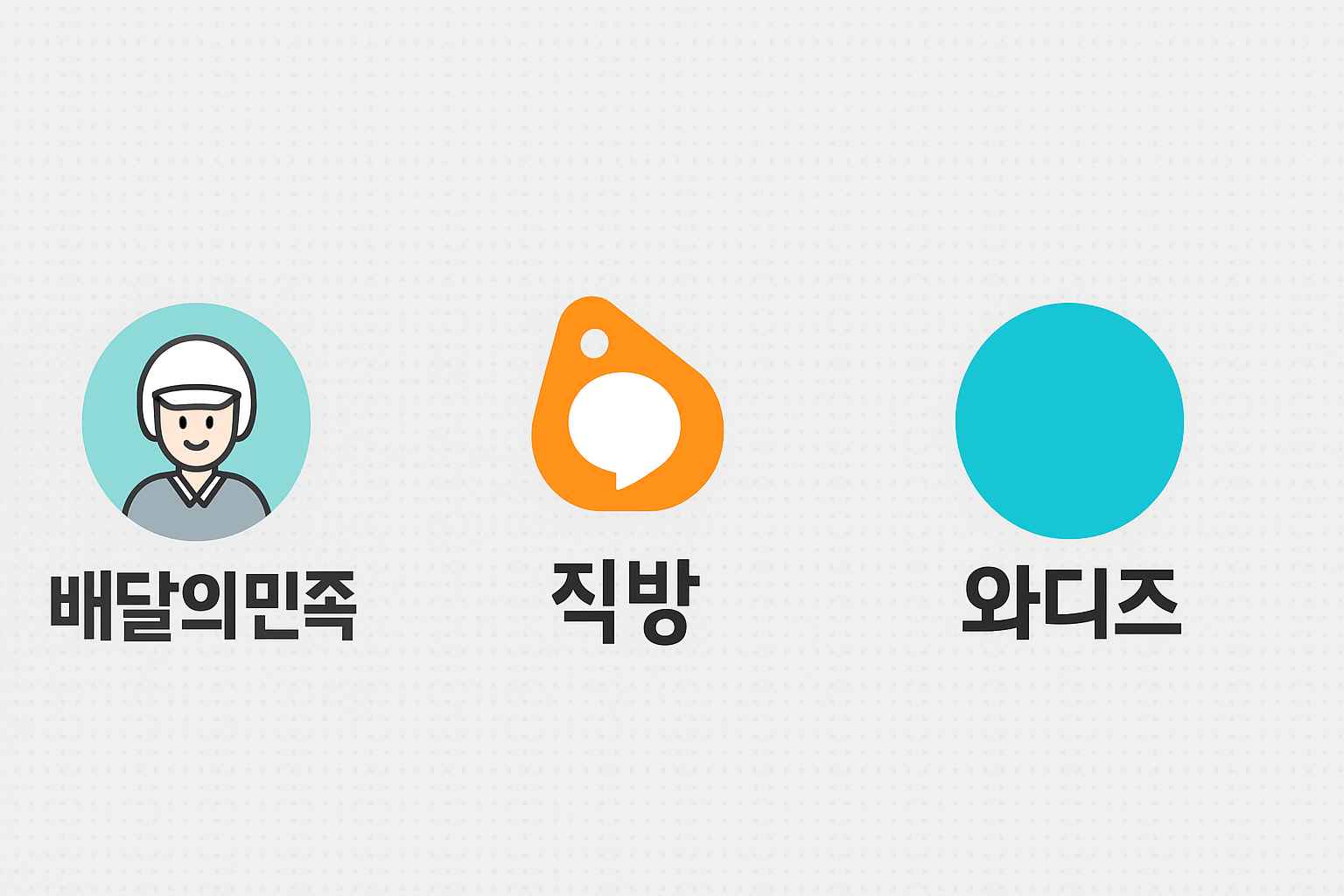 주 4일제를 시범 도입한 한국 기업을 상징적으로 표현한 일러스트. 배달의민족, 직방, 와디즈를 연상시키는 이미지 구성.