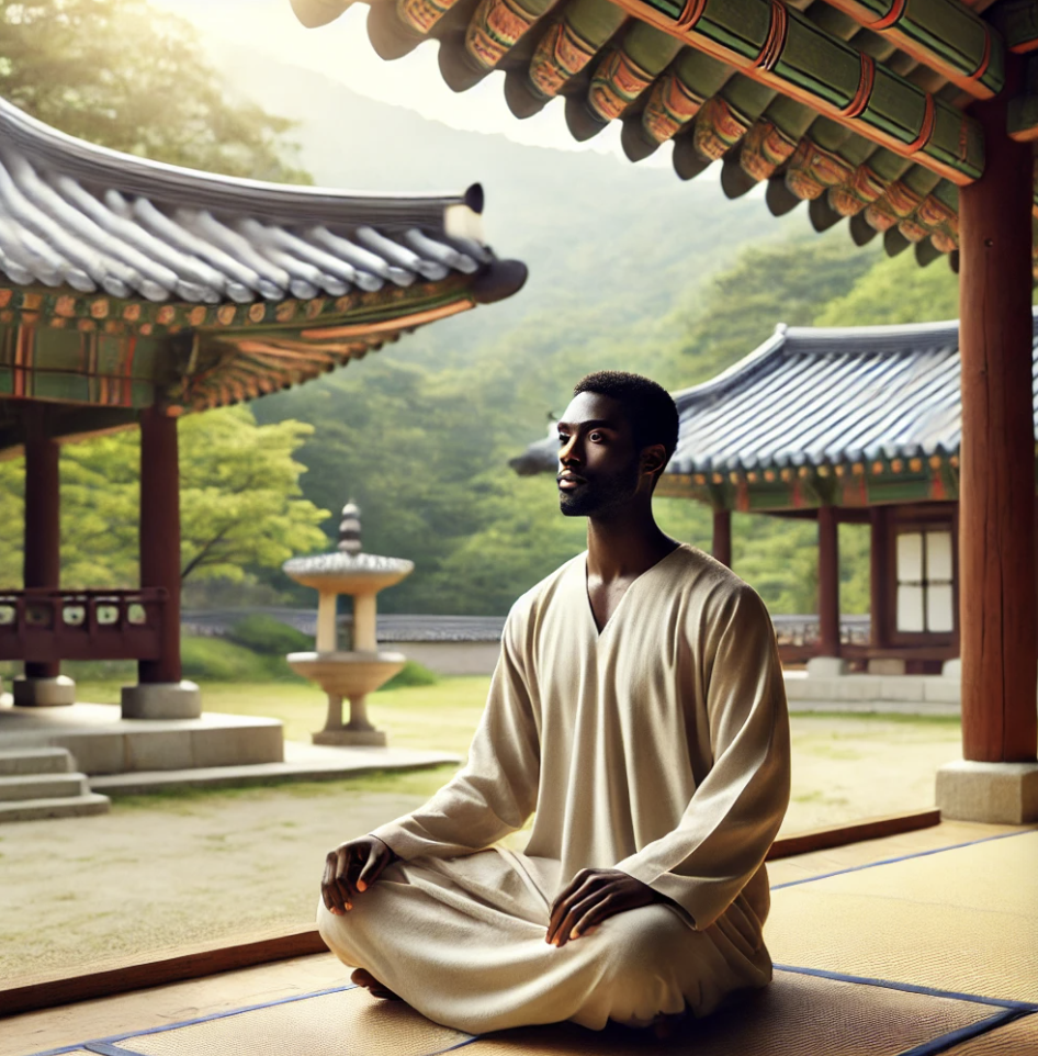 종교 행사에 참여하는 외국인의 모습.