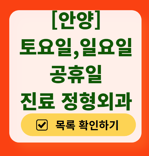 안양 일요일 문 여는 정형외과 리스트 ❘ 토요일, 주말, 공휴일 진료 영업 병원 목록