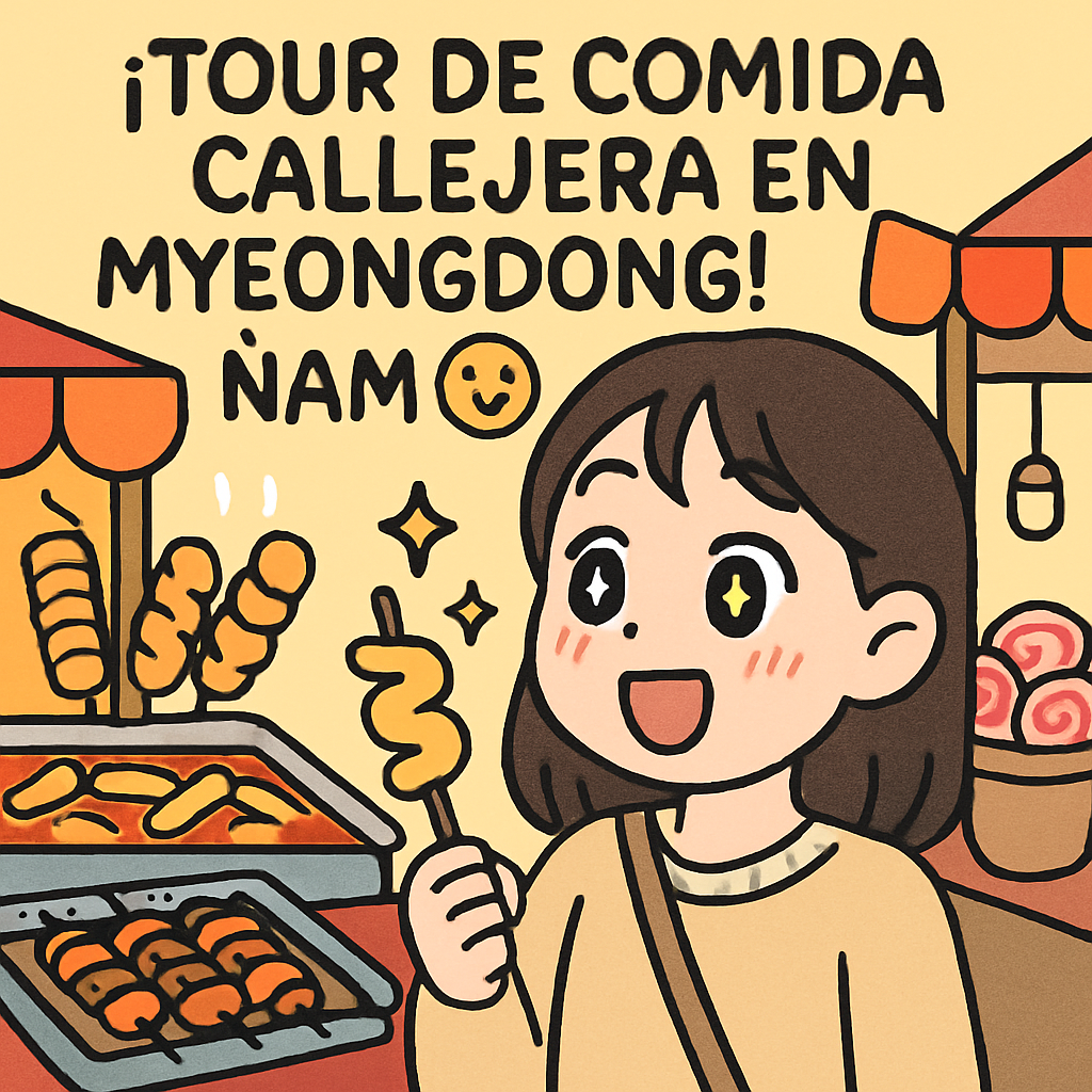 &iexcl;Tour de Comida Callejera en Myeongdong! &Ntilde;am 😋