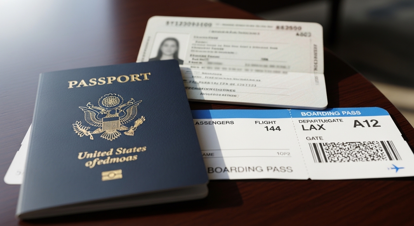 인천공항 출발 나리타 공항 도착 항공권과 여권