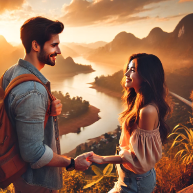 연인이 여행하는 사진