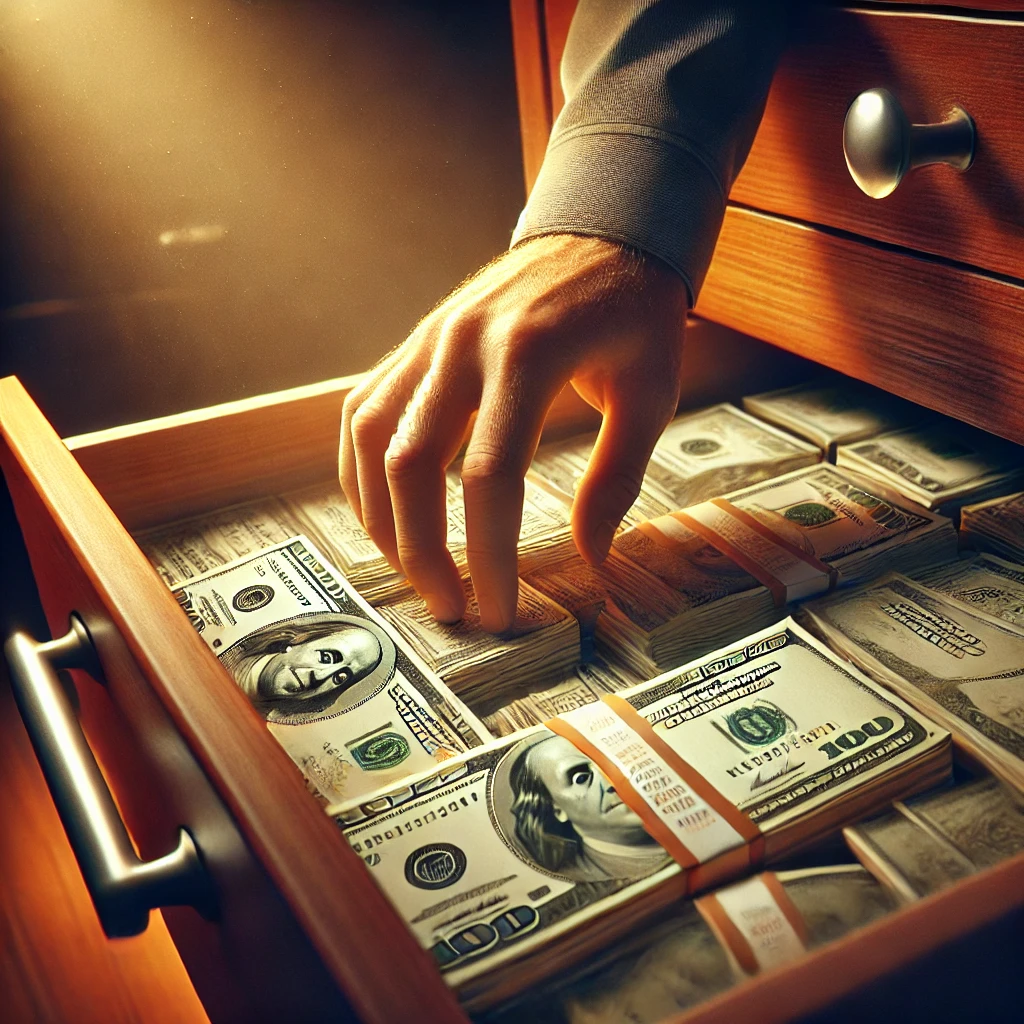 비상금을 비밀스럽게 표현한 이미지