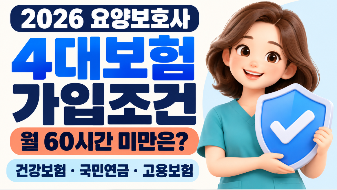 요양보호사 4대보험 가입조건 총정리｜월 60시간 미만&middot;65세 이상&middot;방문요양 실수령액&middot;보험료 계산