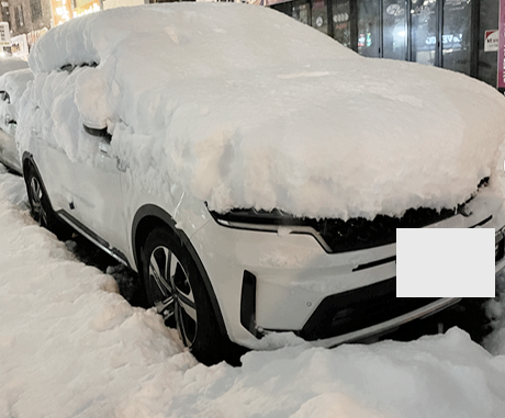 내 차에 눈 쌓인 모습