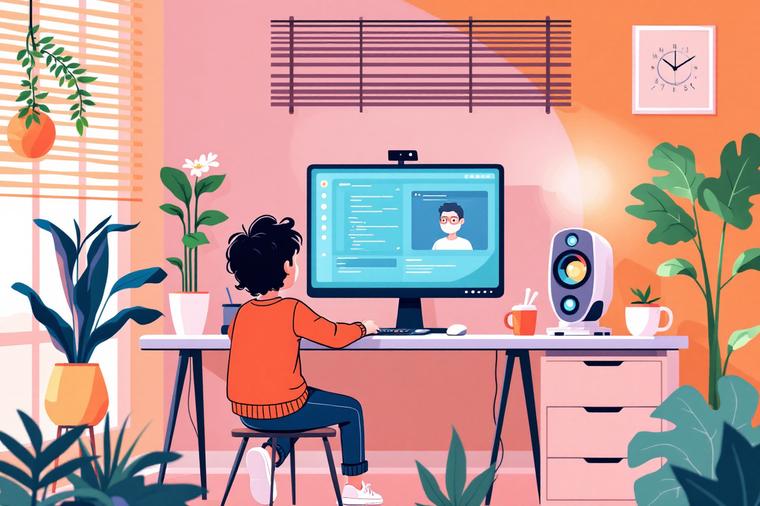 온라인 코딩파티 콘텐츠 확인하는 어린이