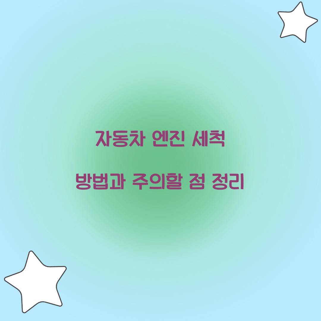 자동차 엔진 세척 방법