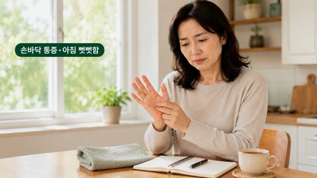 손바닥 통증과 아침 뻣뻣함