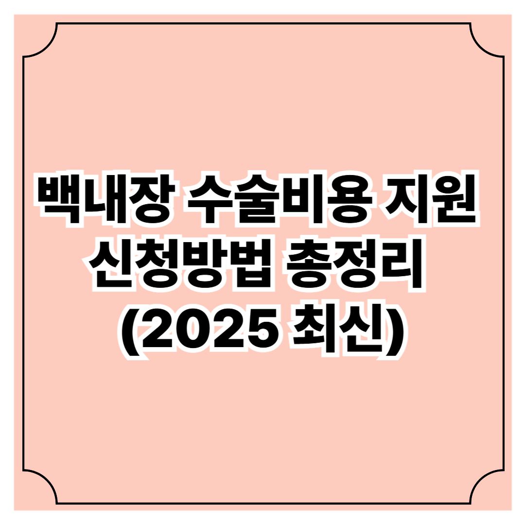 백내장 수술비용 지원과 신청방법 총정리 (2025 최신)