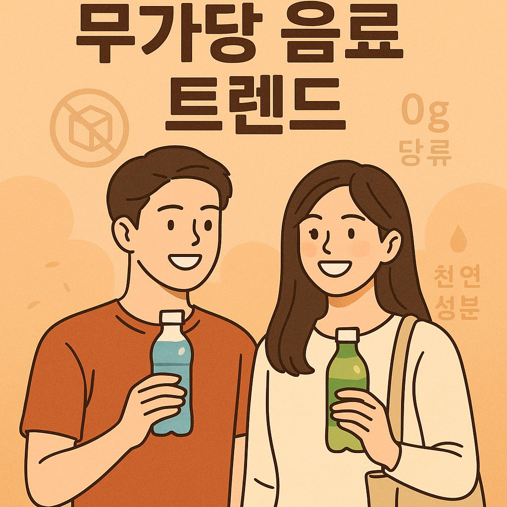 무가당 음료 트렌드 음료를 들고 있는 남성과 여성