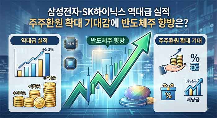 반도체주 호조와 주주환원 기대감 이미지.