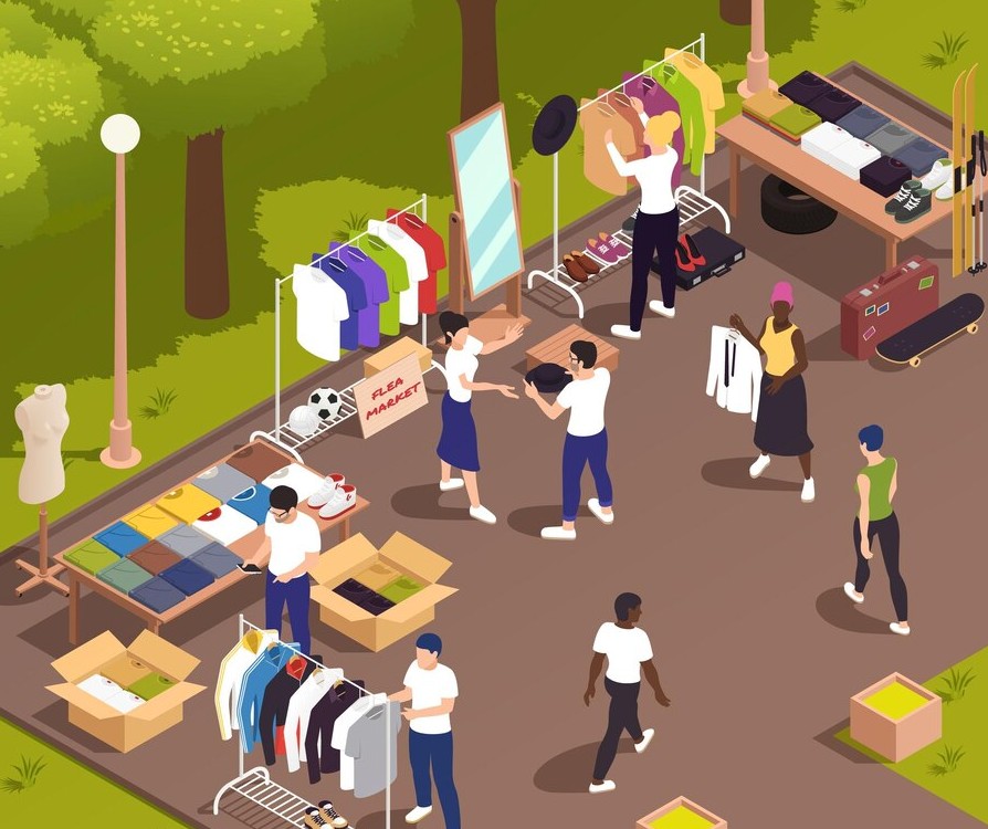 중고상품 거래하는 모습